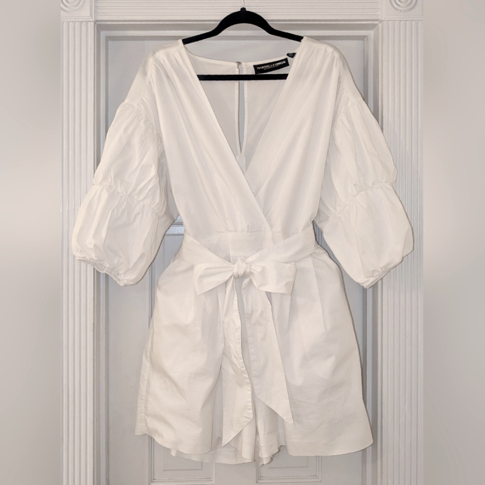Peasant Sleeve Babydoll Romper with Bow